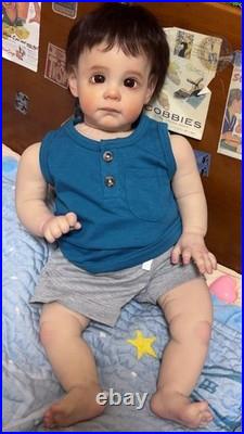 24inch Realistic Reborn Baby Doll Toddler Boy Hand-Rooted Hair DIY Toy Kids Gift