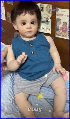 24inch Realistic Reborn Baby Doll Toddler Boy Hand-Rooted Hair DIY Toy Kids Gift