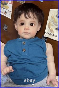 24inch Realistic Reborn Baby Doll Toddler Boy Hand-Rooted Hair DIY Toy Kids Gift