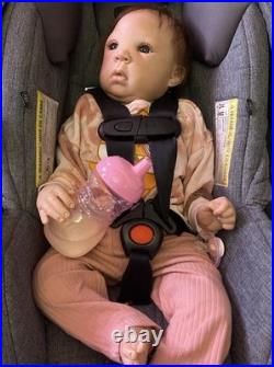 25 inch toddler reborn baby doll brown rooted hair and brown eyes