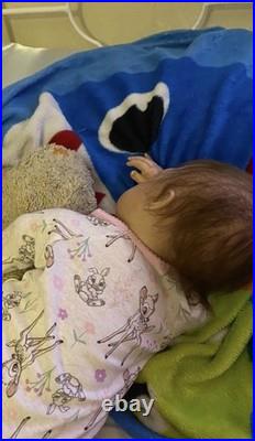 25 inch toddler reborn baby doll brown rooted hair and brown eyes