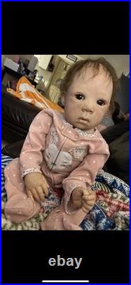 25 inch toddler reborn baby doll brown rooted hair and brown eyes