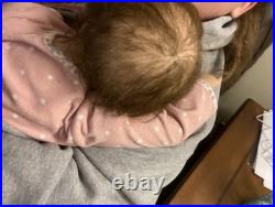 25 inch toddler reborn baby doll brown rooted hair and brown eyes