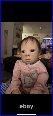 25 inch toddler reborn baby doll brown rooted hair and brown eyes