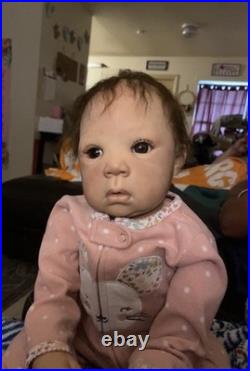25 inch toddler reborn baby doll brown rooted hair and brown eyes