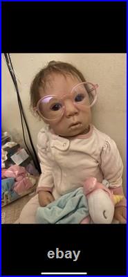 25 inch toddler reborn baby doll brown rooted hair and brown eyes