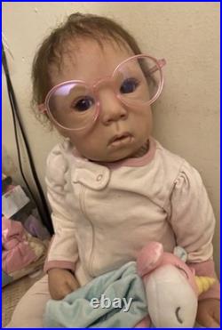 25 inch toddler reborn baby doll brown rooted hair and brown eyes