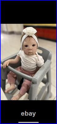 25 inch toddler reborn baby doll brown rooted hair and brown eyes
