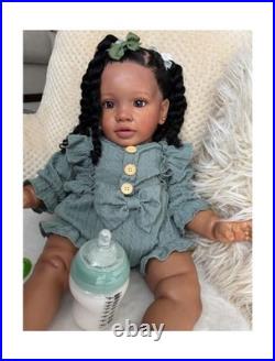 26 Inch Big Realistic Reborn Toddler Girl Doll Black Newborn Baby Dolls Afric
