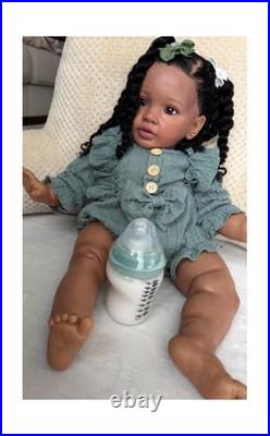 26 Inch Big Realistic Reborn Toddler Girl Doll Black Newborn Baby Dolls Afric