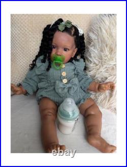 26 Inch Big Realistic Reborn Toddler Girl Doll Black Newborn Baby Dolls Afric