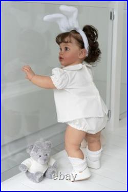 26 Inch Realistic Reborn Toddler Girl Doll Handmade Silicone Soft Vinyl Real Loo