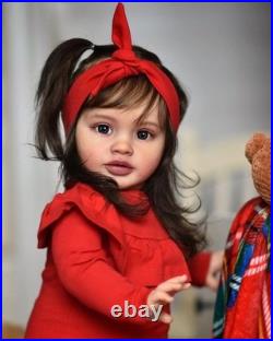 26 Inches Real Baby Size Rooted Brown Hair Life Like Reborn Baby Doll with So