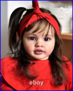 26 Inches Real Baby Size Rooted Brown Hair Life Like Reborn Baby Doll with So