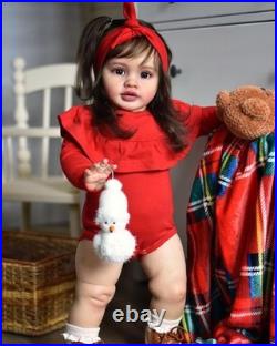 26 Inches Real Baby Size Rooted Brown Hair Life Like Reborn Baby Doll with So