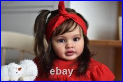 26 Inches Real Baby Size Rooted Brown Hair Life Like Reborn Baby Doll with So