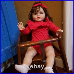 26 Inches Real Baby Size Rooted Brown Hair Life Like Reborn Baby Doll with So