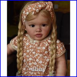 26in Reborn Baby Doll Rooted Long Hair Toddler Girl Cute Finished Doll Gift Toy