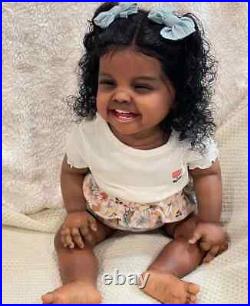 26in Reborn Baby Dolls Toddler Girl With Dark Skin Black Curly Hair Art Toy Gift 26in Reborn Baby Dolls Toddler Girl With Dark Skin Black Curly Hair Art Toy Gift