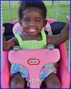 26inch Completed Reborn Baby Doll Rooted Hair African Toddler Girl Kids Toy Gift
