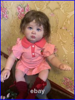 27 Realistic Toddler Girl Reborn Baby Doll Hand-rooted Hair Handmade Toy Gift