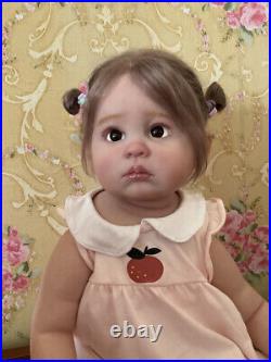 27 TWINS Girl Realistic Toddler Reborn Baby Doll Hand-rooted Hair Art Toys Gift