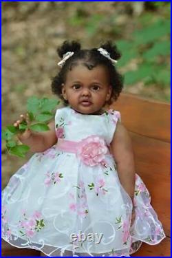 27in African Girl Reborn Baby Dolls Handmade Lifelike Toddler Girl Standing Legs