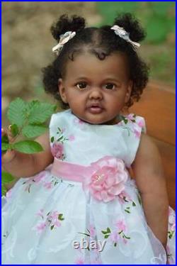 27in African Girl Reborn Baby Dolls Handmade Lifelike Toddler Girl Standing Legs