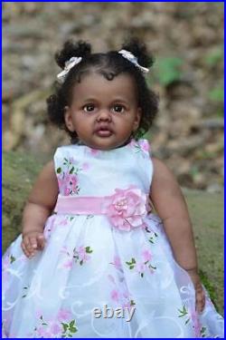 27in African Girl Reborn Baby Dolls Handmade Lifelike Toddler Girl Standing Legs