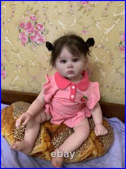 27in Realistic Toddler Girl Reborn Baby Doll Hand-rooted Mohair Cuddly Body Gift