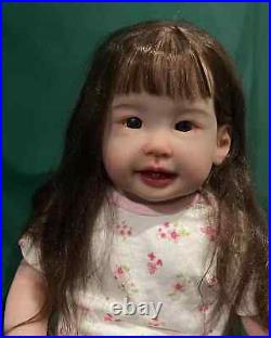 28Inch Lifelike Reborn Baby Doll Toddler Girl Dolls Hand-Rooted Hair Toys Gift