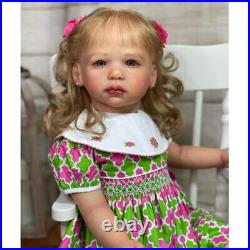 28 Finished Reborn Baby Doll Vinyl Toddler Girl Dolls Rooted Hair Handmade Gift