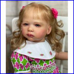 28 Finished Reborn Baby Doll Vinyl Toddler Girl Dolls Rooted Hair Handmade Gift