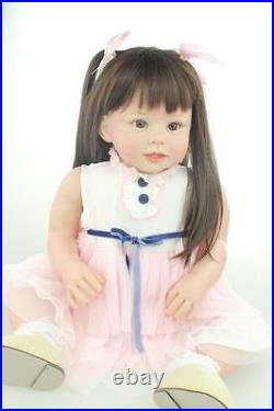 28 Handmade Vinyl Silicone Reborn Baby Girl Dolls Long Hair Beauty Playmate Toy