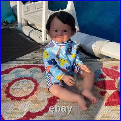 28 Inch Finished Reborn Baby Toddler Doll Soft Vinyl Brown Hair Handmade Gift