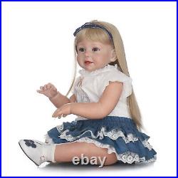 28 Inch Reborn Toddler Dolls Girl Lifelike Realistic Baby Dolls Blonde Long Hair