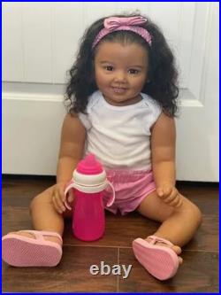 28 Lifelike Painted Toddler Reborn Baby Doll Rooted Hair Handmade DIY Toy Gift