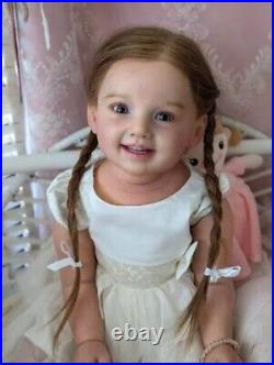28 Realistic Reborn Girl Doll Cammi Toddler Hand-Rooted Hair Handmade Toys Gift