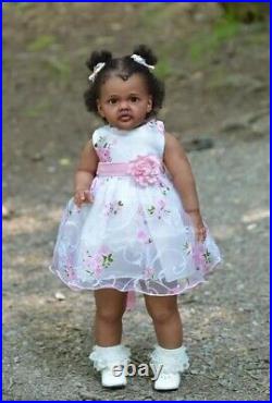 28'' Realistic Toddler Reborn Dolls Girl African American Black vinyl Silicone