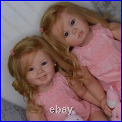 28 Reborn Baby Doll 2pcs Adorable Toddler Girl Hand-Rooted Hair Cloth Body Gift