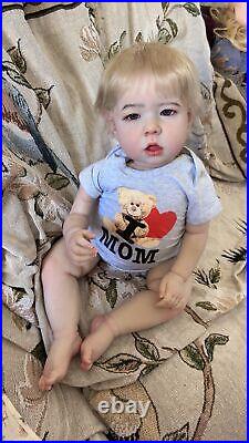 28 Reborn Baby Doll Toddler Boy Liam Hand-Rooted Mohair Realistic Art Toys Gift