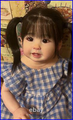 28 Reborn Toddler Dolls Baby Girl Rooted Hair Soft Realistic Handmade Toys GIFT
