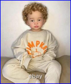 28in Finiished Cool Boy Reborn Baby Doll Hand-Rooted Hair Realistic Toddler Gift