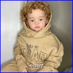 28in Finiished Cool Boy Reborn Baby Doll Hand-Rooted Hair Realistic Toddler Gift