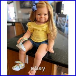 28in Painted Reborn Baby Doll Toddler Girl Rooted Blonde Hair Realistic Toy Gift 28in Painted Reborn Baby Doll Toddler Girl Rooted Blonde Hair Realistic Toy Gift