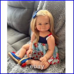 28in Painted Reborn Baby Doll Toddler Girl Rooted Blonde Hair Realistic Toy Gift