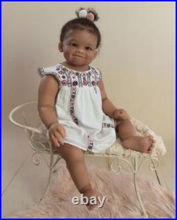 28in Painted Toddler Girl Reborn Baby Doll Kits Rooted Afro Hair Realistic Gifts