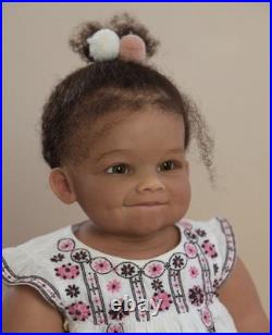 28in Painted Toddler Girl Reborn Baby Doll Kits Rooted Afro Hair Realistic Gifts