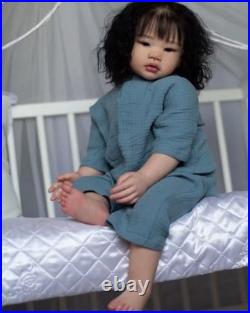 28in Realistic Cuddly Toddler Painted Reborn Baby Doll Kits Hand-Rooted Hair Toy
