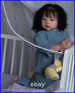 28in Realistic Cuddly Toddler Painted Reborn Baby Doll Kits Hand-Rooted Hair Toy